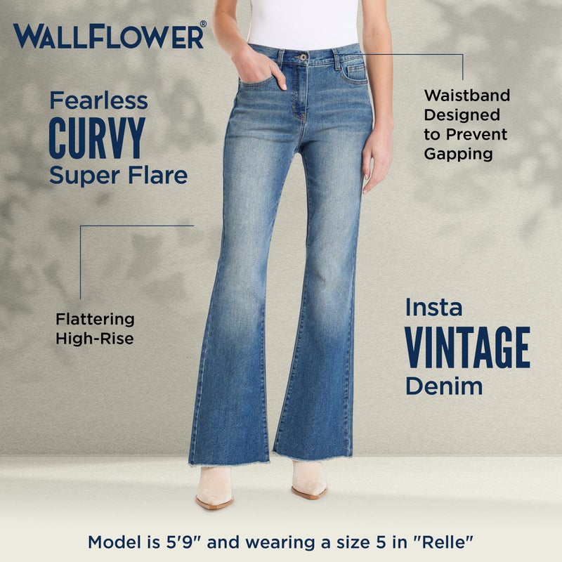 WallFlower Women's Fearless Curvy Super Flare High Rise Insta Vintage Juniors Jeans, Relle, 5 - Image 5