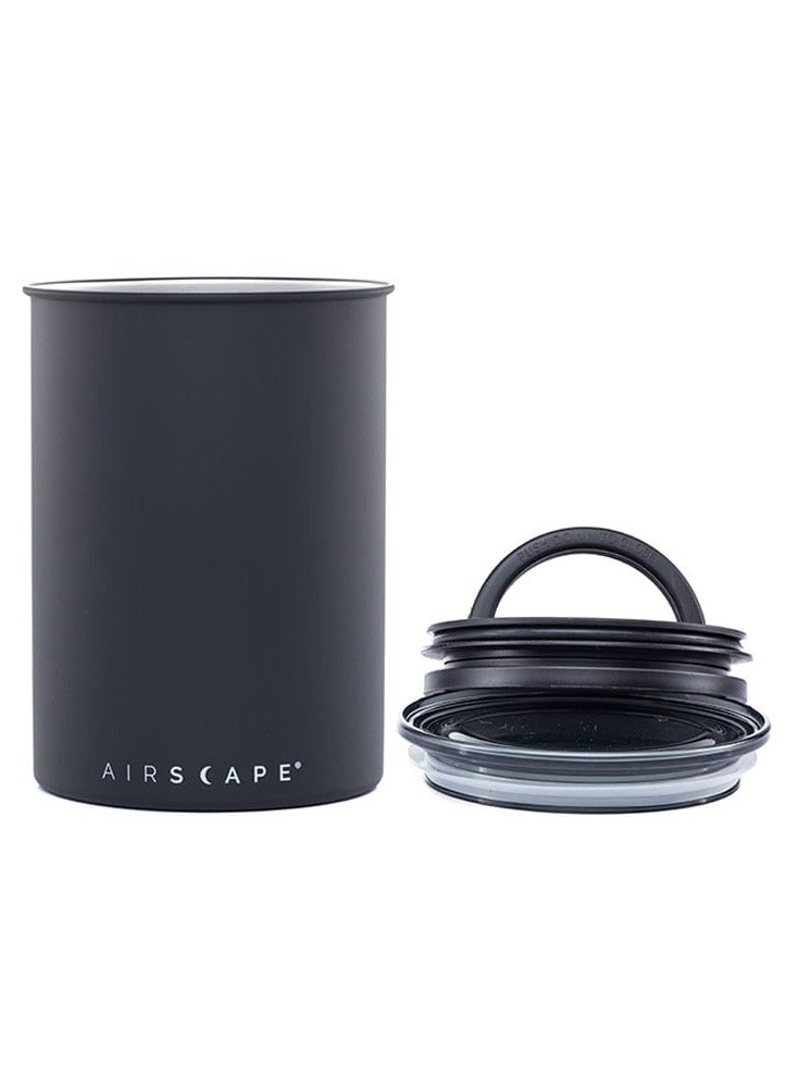 Airscape Stainless Steel Coffee Canister | Food Storage Container | Patented Airtight Container Lid | Push Out Excess Food Storage Air and Preserve Food Freshness (Medium, Matte Black) - Image 2