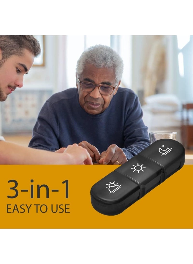 ZedAura Portable Pill Organizer 3 Times in Day for 1 Week - Light-Proof for Travel, Daily Use, Portable Pill Box - Case for Multi Vitamins, Pills, Medicine, Fish Oils, Supplements (Black) - Image 3