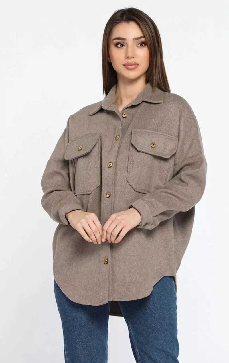 جولسلي Women's Oversize Cashmere Shirt Jacket