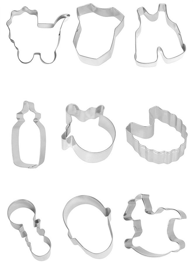 Comais Baby Shower Series Cookie Cutters Set of 9 pcs, Stainless Steel Fondant Cutter Molds Baking DIY - Image 4