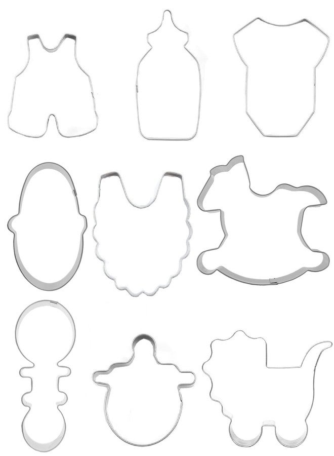 Comais Baby Shower Series Cookie Cutters Set of 9 pcs, Stainless Steel Fondant Cutter Molds Baking DIY - Image 2