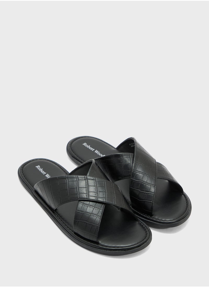 Robert Wood Croc Embossed Casual Sandals  - Image 1