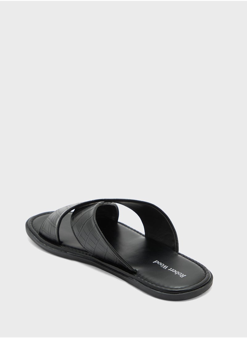 Robert Wood Croc Embossed Casual Sandals  - Image 3