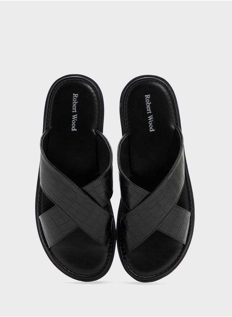 Robert Wood Croc Embossed Casual Sandals  - Image 4