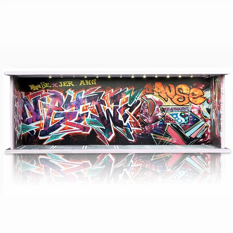 Saichotoy Display Case for Hot Wheels: Stackable Parking Garage for 1/64 Scale Matchbox Toy Car, FoamBoard Storage for Monster Trucks with LED Light and Acrylic Cover, Graffiti Wall - Image 1