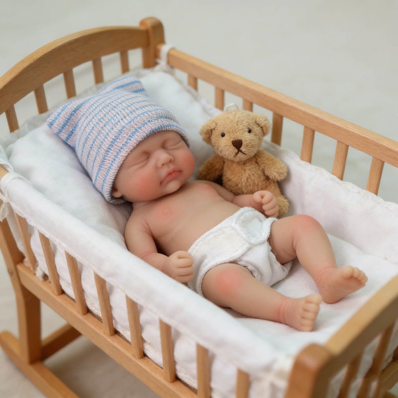 Mire & Mire 7 inch Boy Miniature Sleeping Full Silicone Mini Baby Dolls with Feeding Accessory Lifelike Baby Doll Soft Realistic Baby Doll - Image 3
