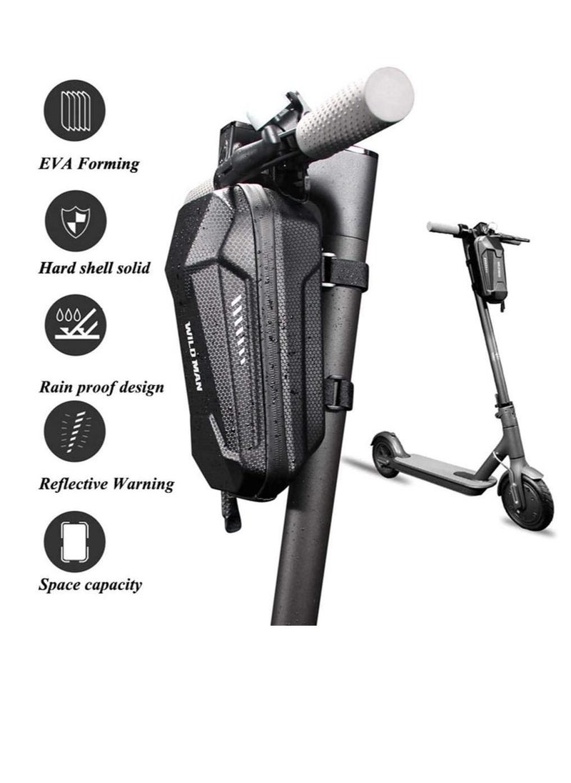 WILD MAN - Electric Scooter Front Hanging Storage Bag - Large Capacity Suspension Handlebar Bag Durable EVA for Charger Repair Tool for Xiaomi Mi electric scooter segway ninebot electirc scooter (Black, 2L) - Image 1