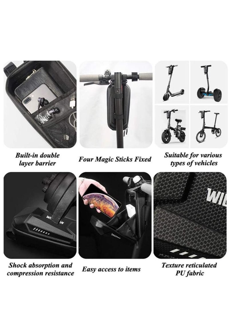 WILD MAN - Electric Scooter Front Hanging Storage Bag - Large Capacity Suspension Handlebar Bag Durable EVA for Charger Repair Tool for Xiaomi Mi electric scooter segway ninebot electirc scooter (Black, 2L) - Image 1