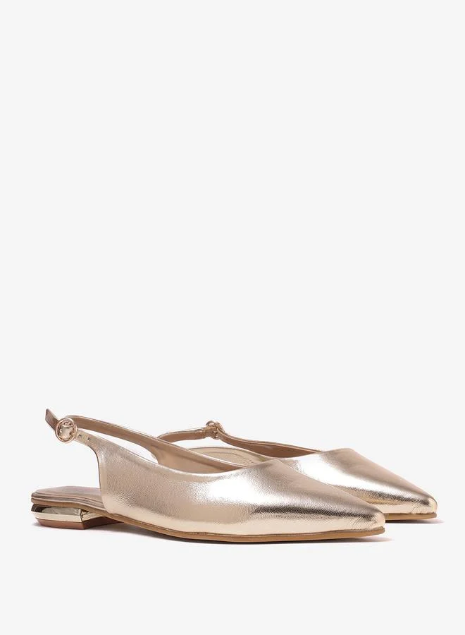 Pair-Ie Tales Gold Pointed Toe Slingback Shoes