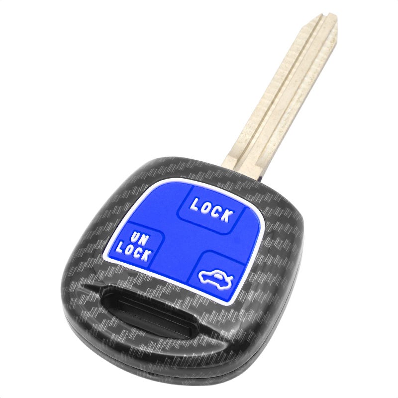 غطاء مفتاح ذكي TANGSEN متوافق مع تويوتا لاند كروزر FJ كروزر لكزس ES300 LS430 LX470 RX300 RX330 RX350 RX400h نمط ألياف الكربون السوداء سيليكون مطاطي مضيء ليلاً باللون الأزرق