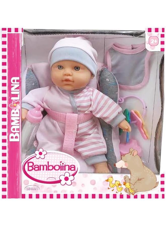 بامبولينا دمية ناعمة مع مقعد سيارة وملحقاتها 26 سم لعمر سنتين فما فوق - Image 2