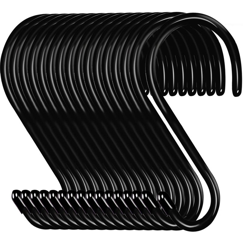 16 Pack 6 Inch S Hook Large Vinyl Coated S Hooks Heavy Duty Steel Metal Black Rubber Coated S Shaped Hooks Non Slip Closet Hooks for Hanging ClothesPlantsJeansPansPotsTowelJeansBagsCups
