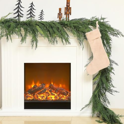 Jutom 1 PCS Christmas Cedar Garland 6 ft Classic Green Realistic Soft Artificial Faux Cedar Pine Garland Decoration for Home Mantel Stairs Holiday Party Winter Decor - Image 1