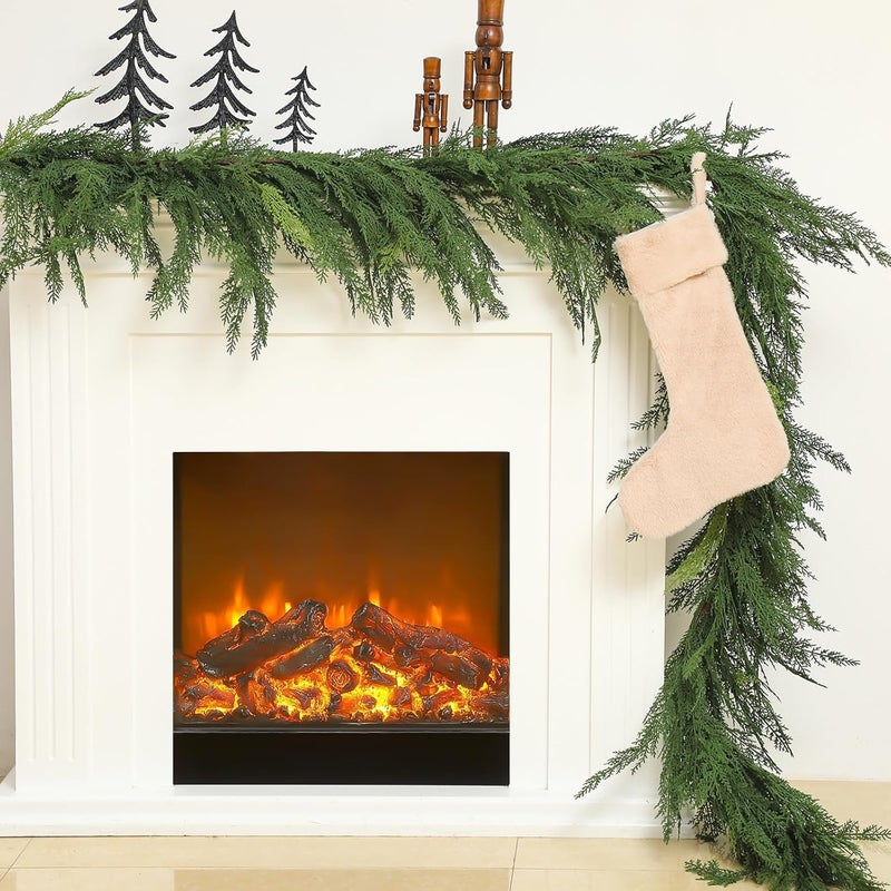 Jutom 1 PCS Christmas Cedar Garland 6 ft Classic Green Realistic Soft Artificial Faux Cedar Pine Garland Decoration for Home Mantel Stairs Holiday Party Winter Decor - Image 2