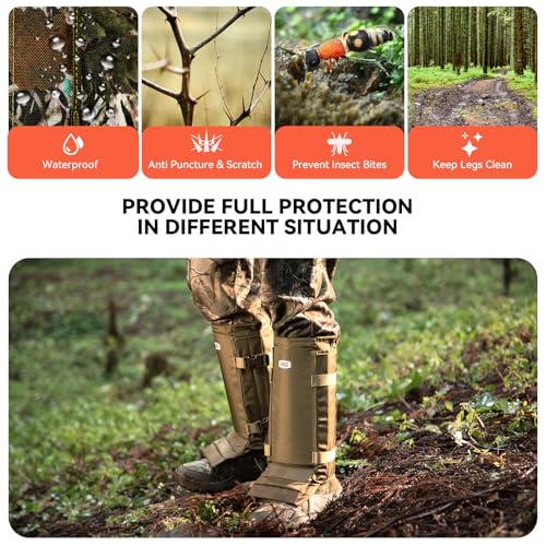 GearOZ Snake Gaiters Snake Chaps, Waterproof Lower Legs Snake Guards, Snake Bite Protective Gaiters, Anti-Snake Boots for Men/Women, Adjustable Size for Hunting/Hiking/Farm Working, Khaki - Image 4