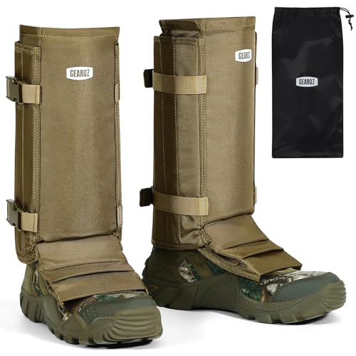 GearOZ Snake Gaiters Snake Chaps, Waterproof Lower Legs Snake Guards, Snake Bite Protective Gaiters, Anti-Snake Boots for Men/Women, Adjustable Size for Hunting/Hiking/Farm Working, Khaki - Image 1