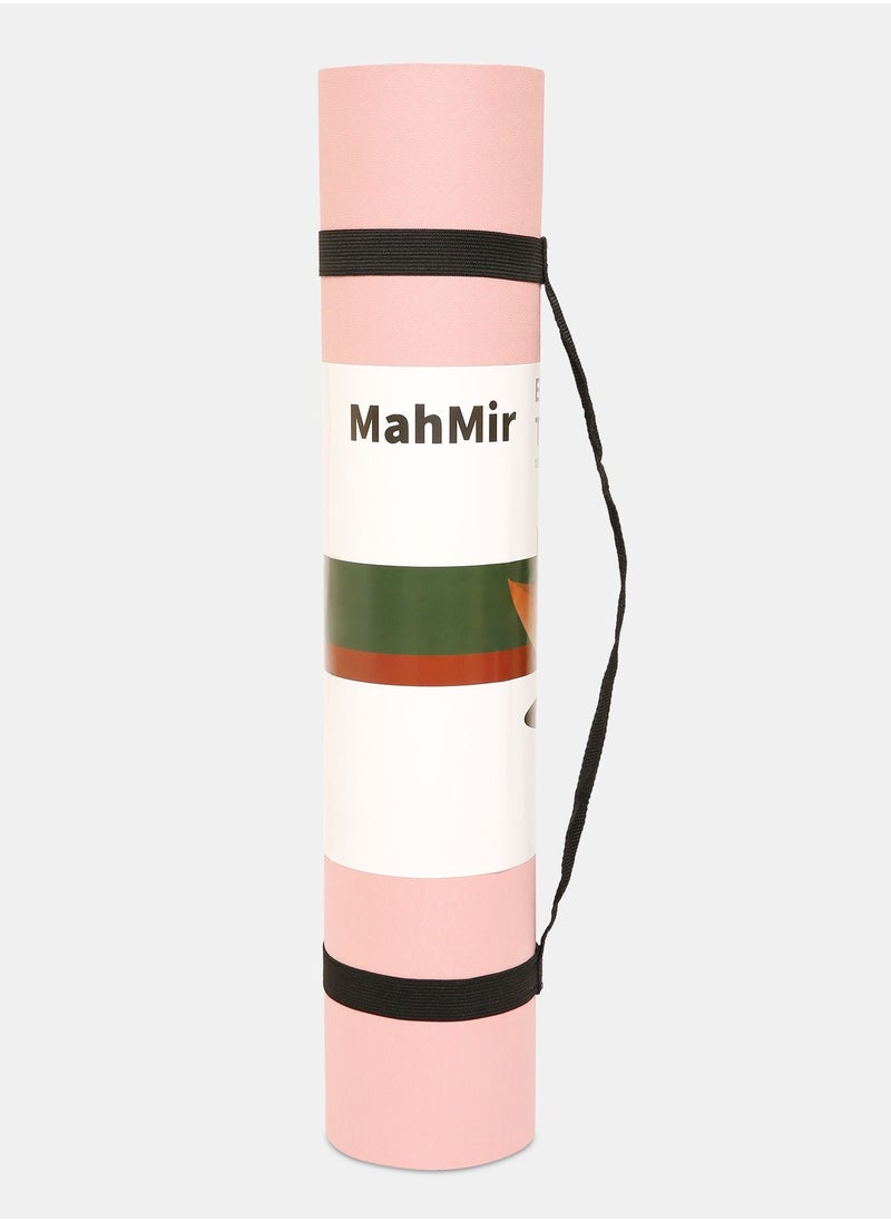 MahMir - Yoga Mat Anti-Slip Exercise Mat With Carrying Bag Fitness Mat For Pilates 183Cm*61Cm*6Mm Thickness For Woman Man Beginners Pink + Light Grey - Image 1