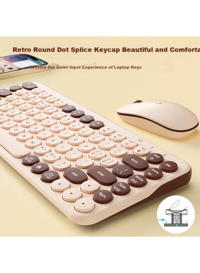 B.O.W Airworld Mk397Dl Wireless Bluetooth Dual-Mode Rechargeable Keyboard Mouse Combo Silent Thin Ipad Tablet Mobile Office Notebook Desktop Universal Milk Coffee Color - Image 4