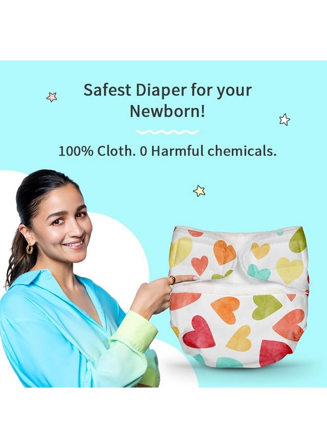 Superbottoms Newborn Uno Cloth Diaper - Reusable And Washable Cloth Diaper For Newborn Babies From 0-3 Months(0-7 Kg)|Softest And Safest Cloth Diapers With Dry Feel Magic Pad(Baby Hearts),2 Count  - Image 2