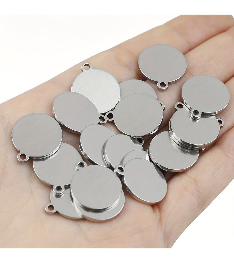 Custom Stainless Steel 1.18 Inch Round Pendant Personalized Text Image Handmade Adhesive 10 Pcs - Image 1