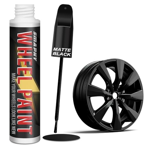 SMAPHY Matte Black Rim Touch Up Paint, Wheel Scratch Repair Touch Up Paint Pen, Durable Enamel Finish, Black Car Rim Paint for Wheel Repair, Universal Color Satin Matte Black for Rims - Image 1