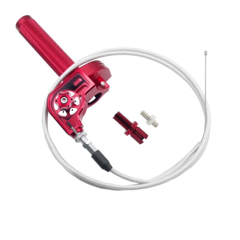 JXPANG Motorcycle Throttle Grip 7/8" 22mm CNC Aluminum Quick Twister with Throttle Cable for KLX CR CRF EXC XR CRF50 CRF230 50 70 110 125 230 250 Dirt Pit Bike Motocross Motorbike Quad ATV (Red) - Image 1