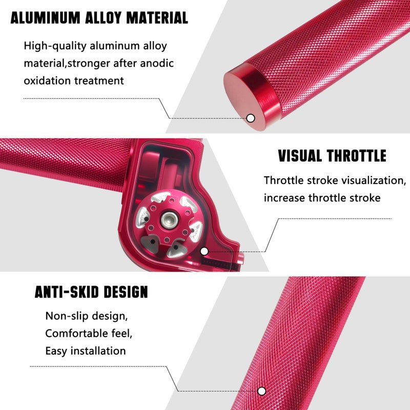 JXPANG Motorcycle Throttle Grip 7/8" 22mm CNC Aluminum Quick Twister with Throttle Cable for KLX CR CRF EXC XR CRF50 CRF230 50 70 110 125 230 250 Dirt Pit Bike Motocross Motorbike Quad ATV (Red) - Image 2