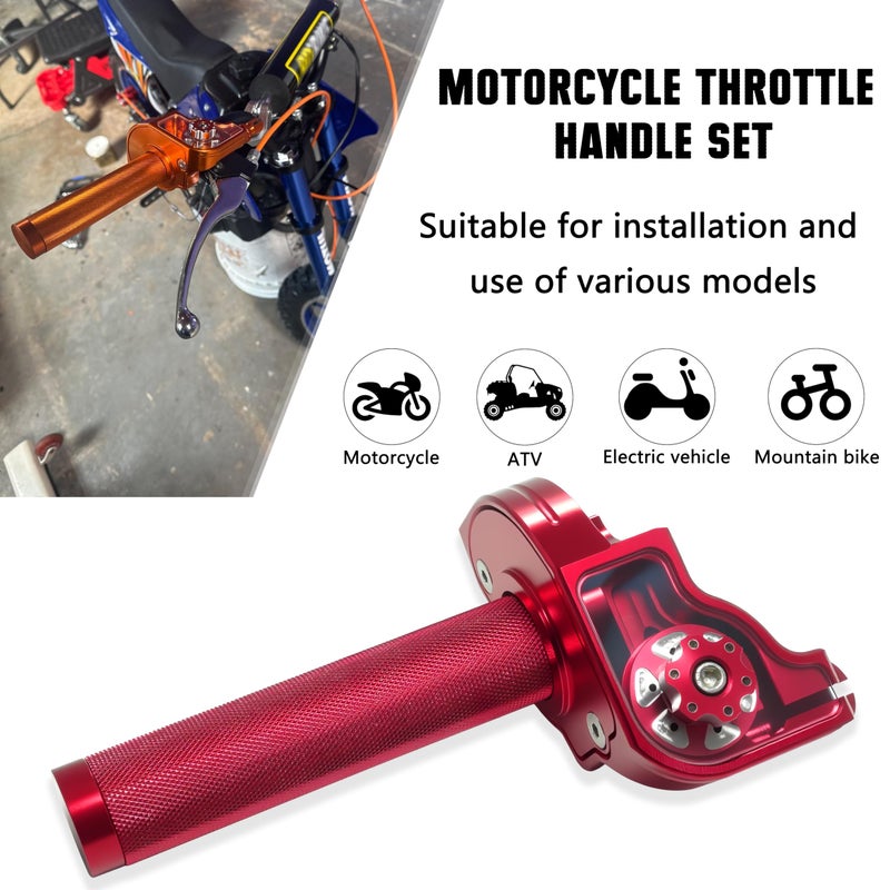 JXPANG Motorcycle Throttle Grip 7/8" 22mm CNC Aluminum Quick Twister with Throttle Cable for KLX CR CRF EXC XR CRF50 CRF230 50 70 110 125 230 250 Dirt Pit Bike Motocross Motorbike Quad ATV (Red) - Image 3