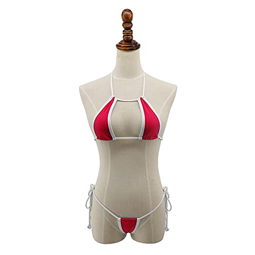 SHERRYLO Hot Micro Bikini Mini G-String Thong Bathing Suits Women Swimwear Red White - Image 3