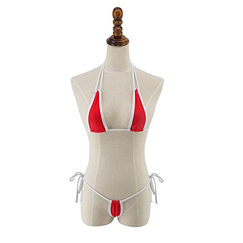 SHERRYLO Hot Micro Bikini Mini G-String Thong Bathing Suits Women Swimwear Red White - Image 4