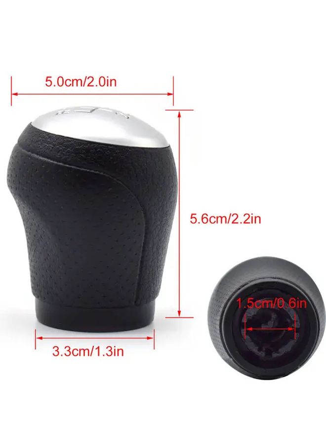 Silvery 6 Speed Manual Shift Knob Ergonomic Design Faux Leather Easy Installation Enhanced Grip - Image 2
