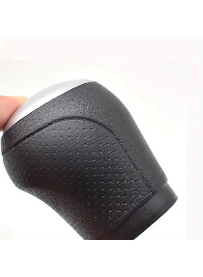 Silvery 6 Speed Manual Shift Knob Ergonomic Design Faux Leather Easy Installation Enhanced Grip - Image 5