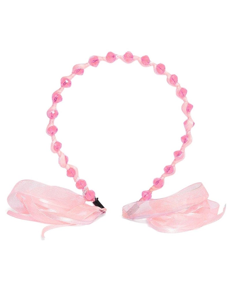 AccessHer Pink Stone Studded Lace Hairband for party, casual wear for women and girls - Image 1
