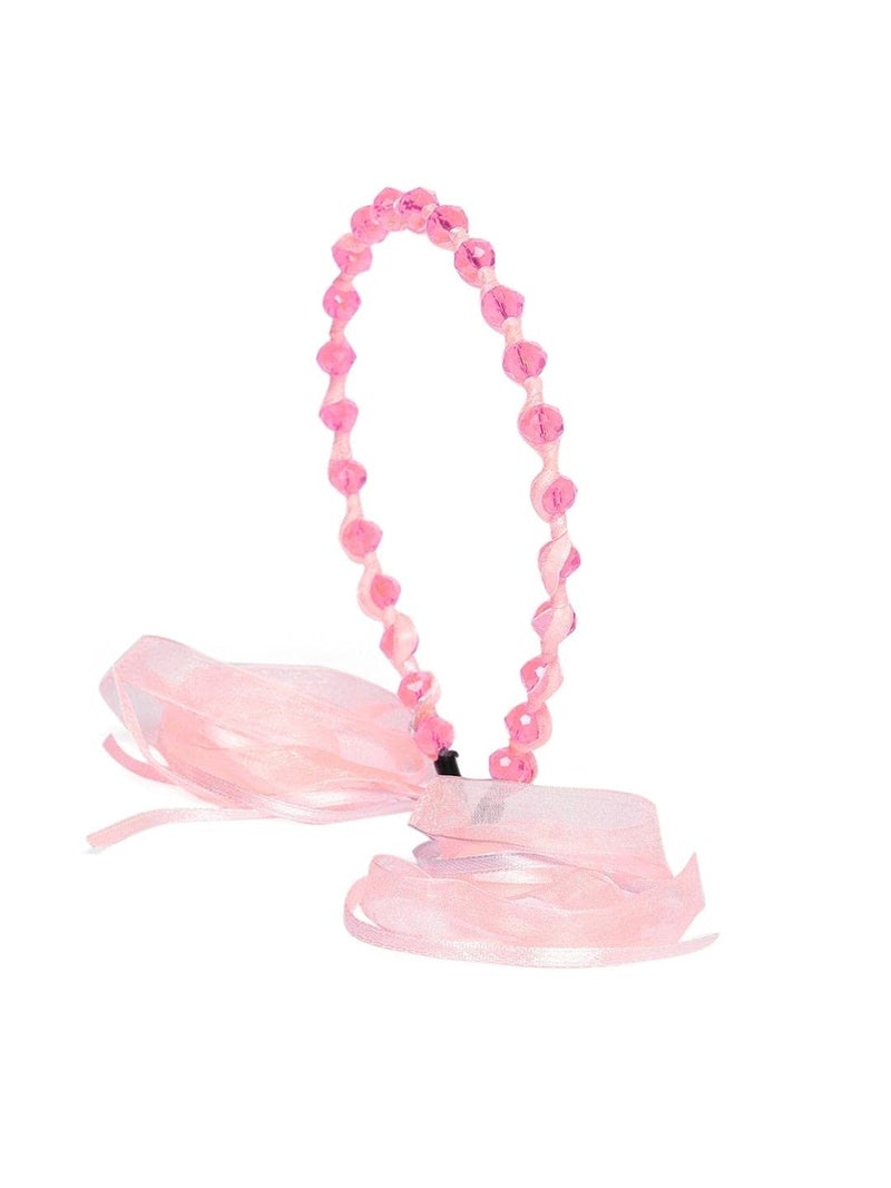 AccessHer Pink Stone Studded Lace Hairband for party, casual wear for women and girls - Image 2