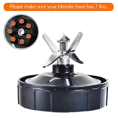 GahsElec Blender Blade Fit for Ninja, Replacement Parts 7 Fin Male Blade with Rubber Gasket, Blender Accessories Compatible with Nutri Ninja Auto IQ BL480 BL482 BL642 BL682 NN102, Fit 18oz, 24oz, 32oz Cups - Image 5