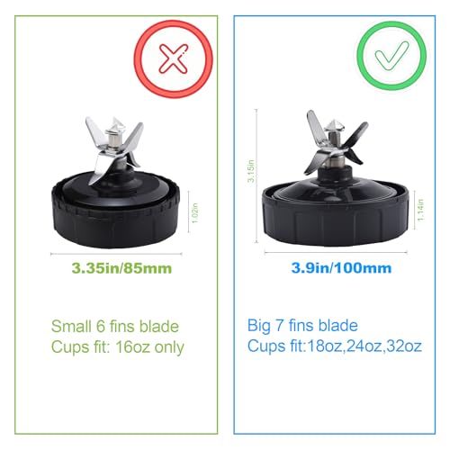 GahsElec Blender Blade Fit for Ninja, Replacement Parts 7 Fin Male Blade with Rubber Gasket, Blender Accessories Compatible with Nutri Ninja Auto IQ BL480 BL482 BL642 BL682 NN102, Fit 18oz, 24oz, 32oz Cups - Image 4