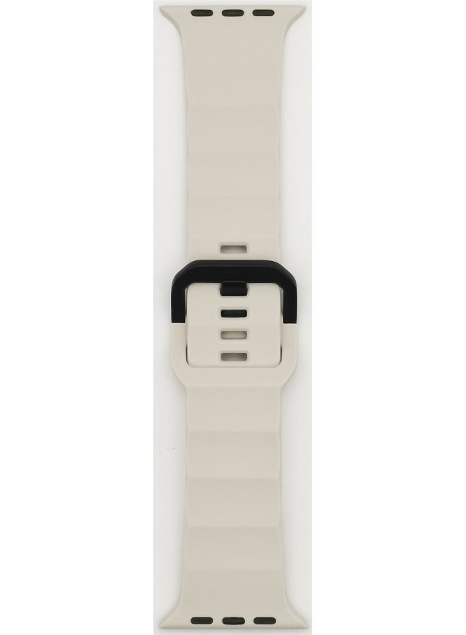 Silicone Sport Watchband Suitable For Apple Watch Ultra Iron Buckle Wave Design Fashionable Strap For Men And Women-Color:Starlight - Image 1