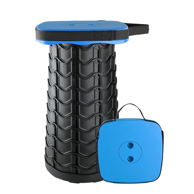 Boreeman Upgraded Collapsible Stool, Square Portable Stool, Lightweight Yet More Sturdy with Load Capacity 400lbs, Perfect for Camping Fishing Hiking BBQ (Square Blue) - Image 1