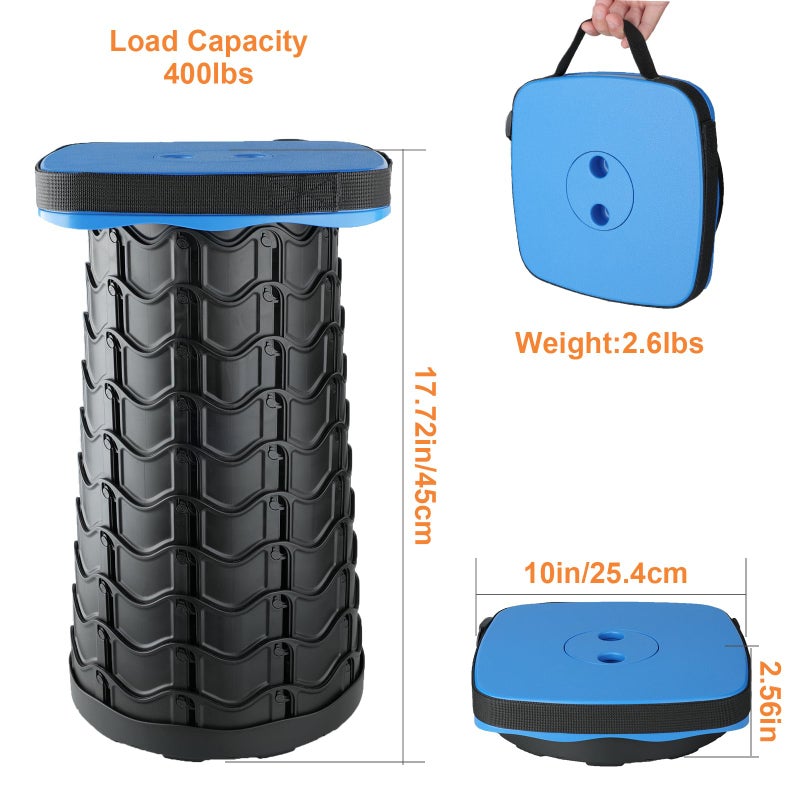 Boreeman Upgraded Collapsible Stool, Square Portable Stool, Lightweight Yet More Sturdy with Load Capacity 400lbs, Perfect for Camping Fishing Hiking BBQ (Square Blue) - Image 2