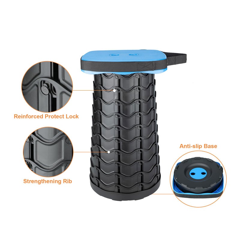 Boreeman Upgraded Collapsible Stool, Square Portable Stool, Lightweight Yet More Sturdy with Load Capacity 400lbs, Perfect for Camping Fishing Hiking BBQ (Square Blue) - Image 4