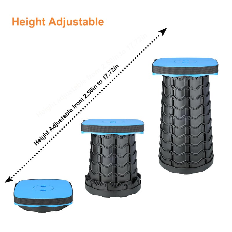 Boreeman Upgraded Collapsible Stool, Square Portable Stool, Lightweight Yet More Sturdy with Load Capacity 400lbs, Perfect for Camping Fishing Hiking BBQ (Square Blue) - Image 3