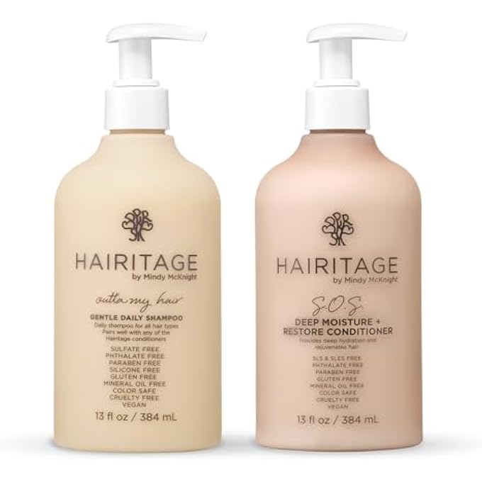 Hairitage GENTLE DAILY MOISTURE SHAMPOO AND CONDITIONER SET - SPLIT END + BOND STRENGTHENING FOR DRY, DAMAGED HAIR WITH JOJOBA OIL - ANTI-FRIZZ AND COLOR SAFE - CHERRY + AMBER SCENT (13OZ. 2-PACK) - Image 2
