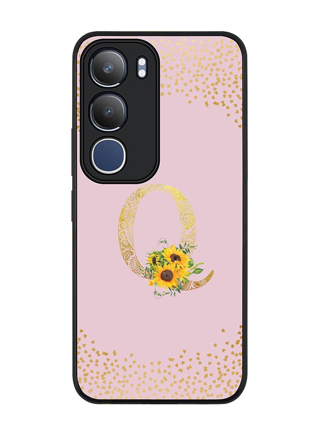 Stylizedd For vivo Y19s / Y19s Pro Case,Slim fit Camera Protection, Shockproof Thin Phone cover  - Custom Floral Monogram - Q  (Pink )
