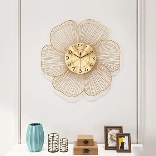 RIZIK STORE™ White Gold Handmade Metal Wall Clock – Wire Design, Silent Ticking, Decorative Wall Hanging Clock for Bedroom, Living Room, Dining Room, and Hallway (53x53cm) (Design 1) - Image 5