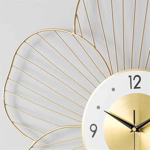 RIZIK STORE™ White Gold Handmade Metal Wall Clock – Wire Design, Silent Ticking, Decorative Wall Hanging Clock for Bedroom, Living Room, Dining Room, and Hallway (53x53cm) (Design 1) - Image 3