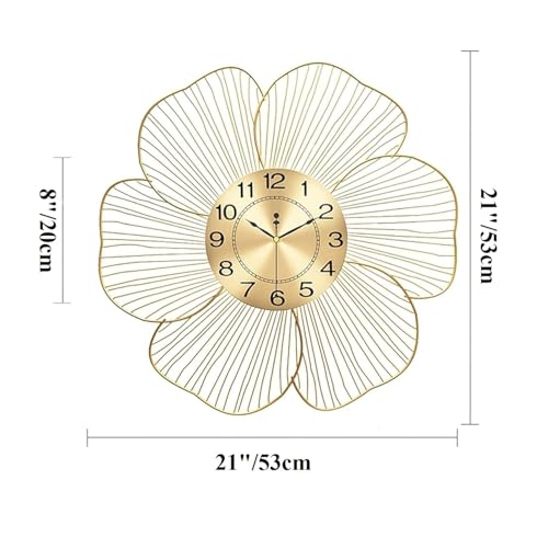 RIZIK STORE™ White Gold Handmade Metal Wall Clock – Wire Design, Silent Ticking, Decorative Wall Hanging Clock for Bedroom, Living Room, Dining Room, and Hallway (53x53cm) (Design 1) - Image 2