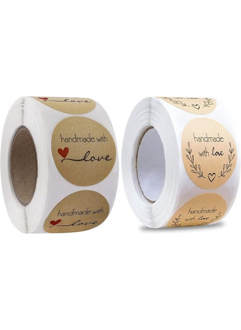 2 Roll Round Thank You Labels Roll 1000 Stickers 1 Inch 2 Pattern