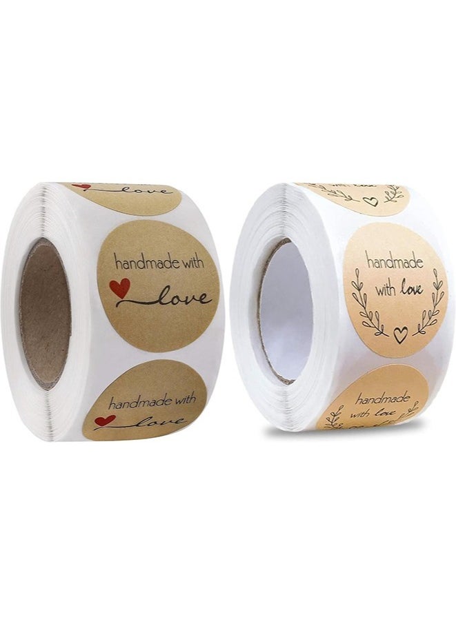 null - 2 Roll Round Thank You Labels Roll 1000 Stickers 1 Inch 2 Pattern - Image 1
