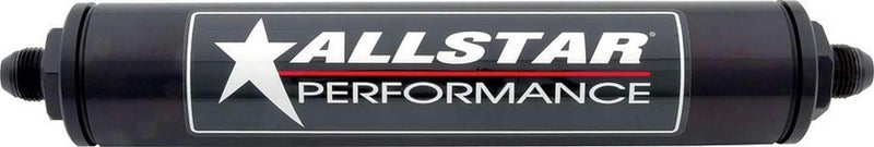 ALL40245 Black 12" Long x 2" Diameter Anodized Aluminum -10 AN Inlet/Outlet In-Line Fuel Filter Housing